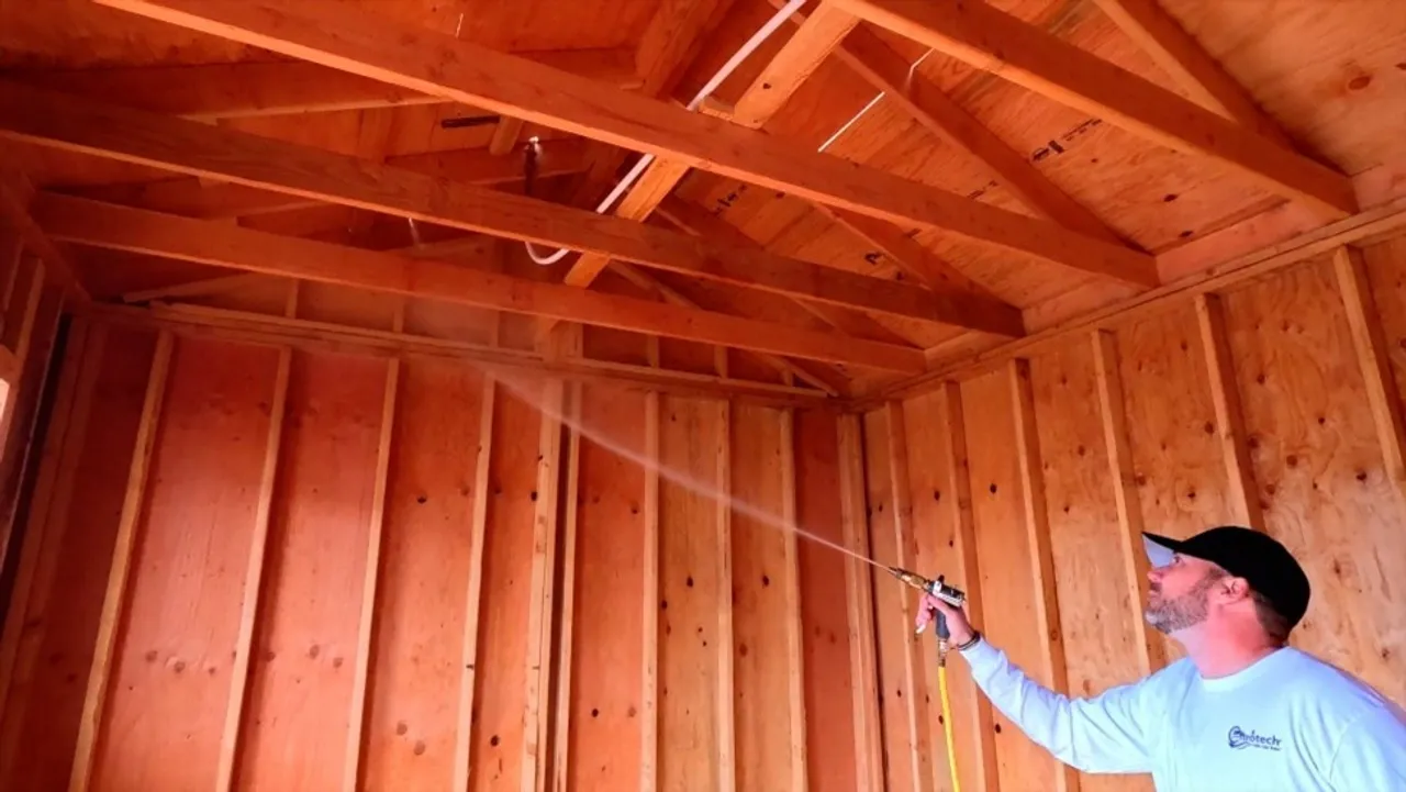 CitroTech® interior fire protection application on wood framing during construction